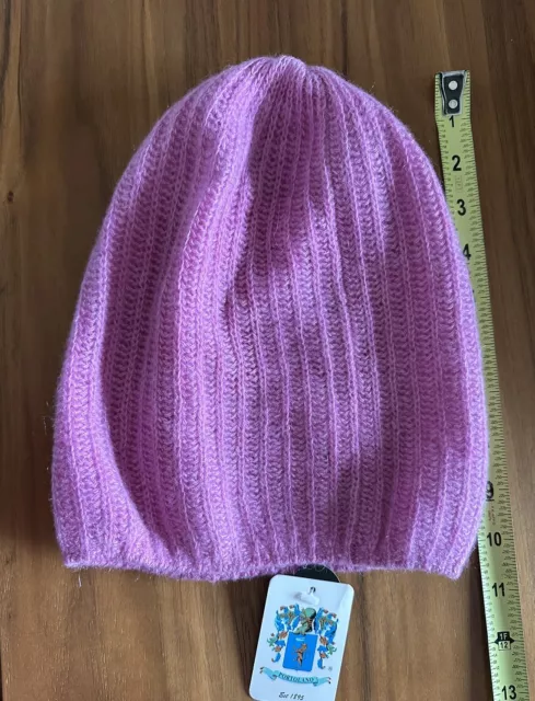 Portolano Pink Beanie Knit Hat 100% Cashmere NWT MSRP $120