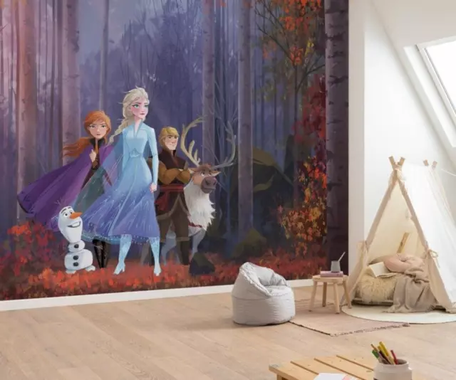 Disney Niña Dormitorio Foto Pintado 399x279cm Pared Mural Violeta Bosque Frozen