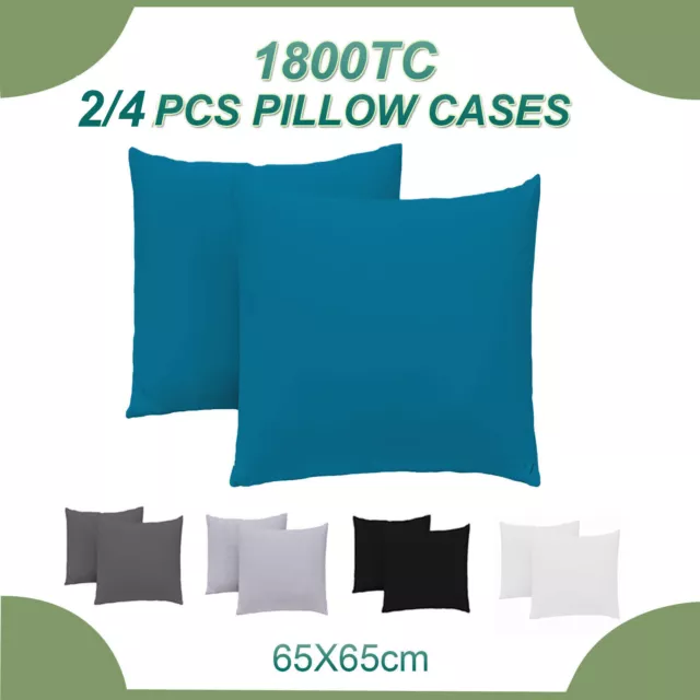 2024 NEW 1800TC Ultra Soft 2/4PCS European Pillow Cases 65cm x 65cm Five Colors