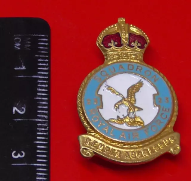 RAF Royal Air Force Enamel Pin Badge No 23 Squadron HW Miller King's Crown