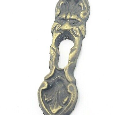 Vintage Ornate Brass Skeleton Key hole Escutcheon Salvage Hardware 5 1/8" 3