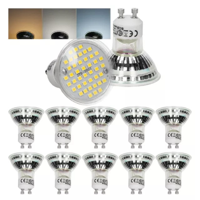 10er Set MR16 GU10 LED Einbauspots Lampe Birne Einbaulampe 44SMD 3W WW/NW/KW