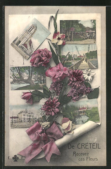 CPA Creteil, The Town Hall, The Church, various views of the place with Town Hall and