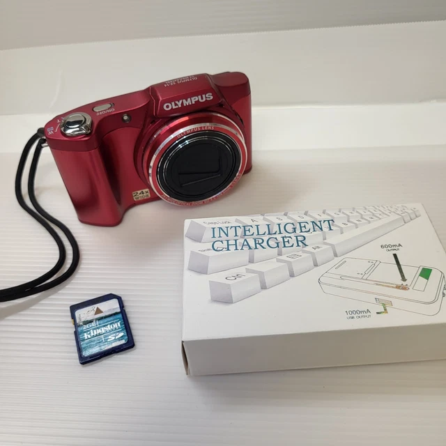 OLYMPUS SZ-14 DIGITAL Camera Red 14MP Charger SD Card