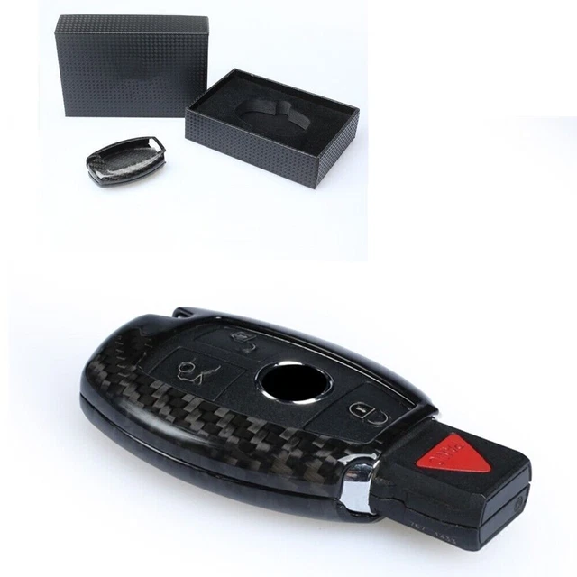 Carbon Fiber Remote Key Case Shell Cover For Mercedes Benz C Class Black