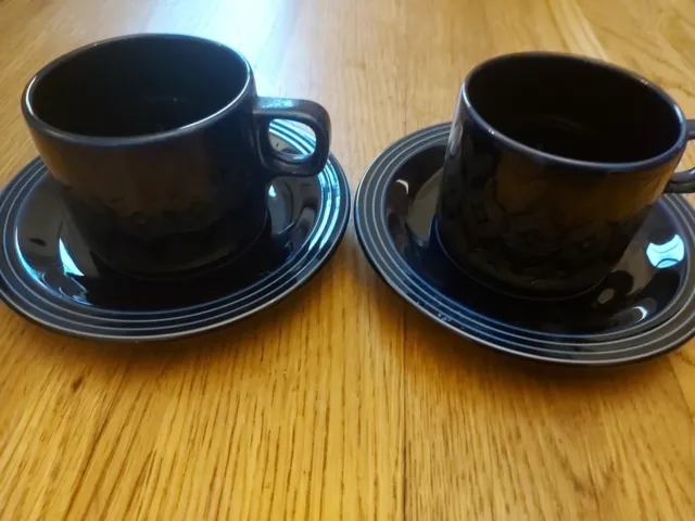 2 X Hornsea Pottery Blue Heirloom, Cup & Saucer. Excellent Used Condition