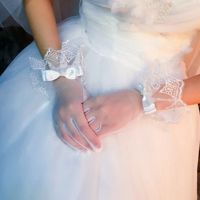 Guanti da sposa bianchi mezzaluna guanti bianchi in pizzo guanti da sposa