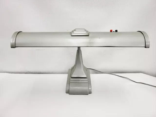 Vtg Industrial Art Specialty Co Deco Gooseneck Grey Desk 18" Fluorescent Lamp