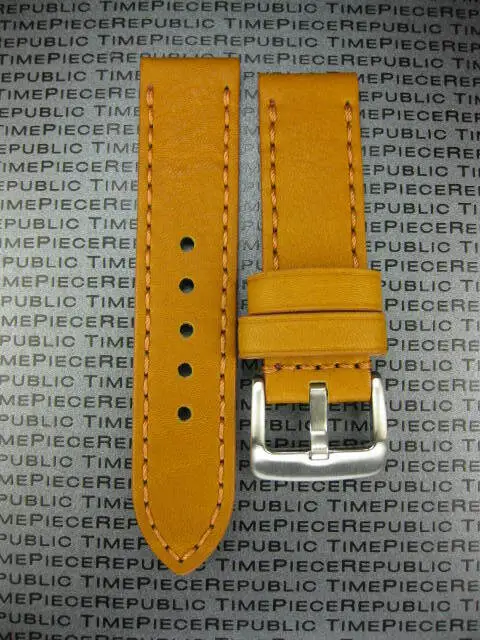 New 22mm BIG Soft COW Leather Strap Mustard Brown Watch Band BREITLING Brown