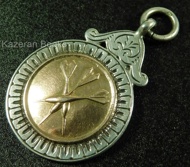 Orologio da taschino Vintage Freccette Argento Sterling Solido Vincitori Medaglia Catena Fob 1938