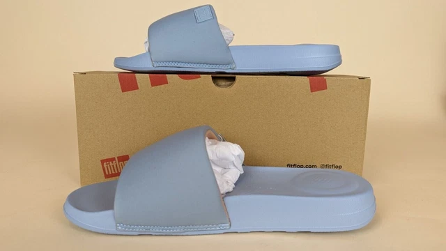 FitFlop iQushion Slides Sandals Womens Pale Blue Water Resistant Shoes Choose Sz