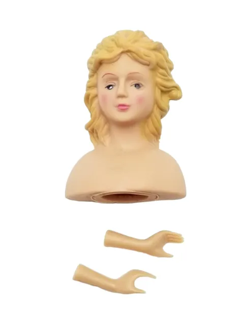 Set of 6 - 3.5" Blonde Hair Vinyl Lady Doll Angel Hands and Head Sets