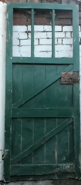 Antique Reclaimed Ledge And Brace Glazed Front Door