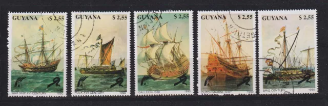 Schiffe : Guyana 1990: Mi.Nr.: 3292-96 gestempelt