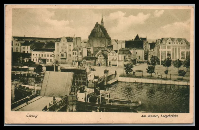 AK, Foto, Elbing/Elbląg - Leegebrücke, 1919, (DK)21051