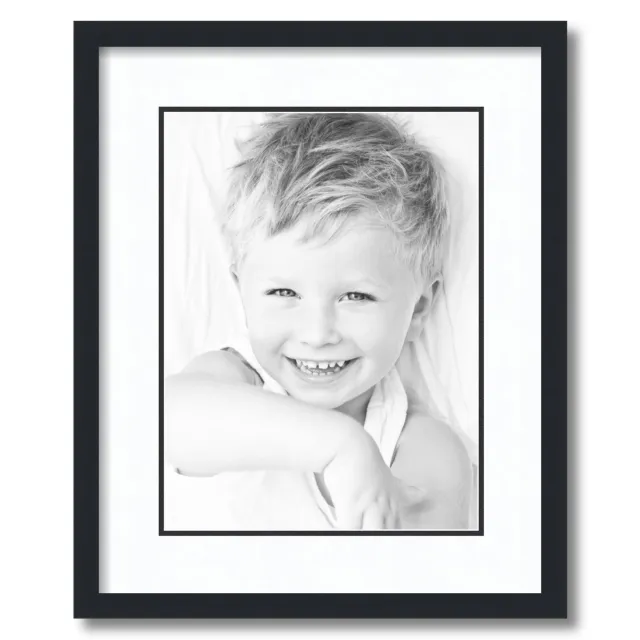 ArtToFrames Matted 16x20 Black Picture Frame with 2" Double Mat, 12x16 Opening