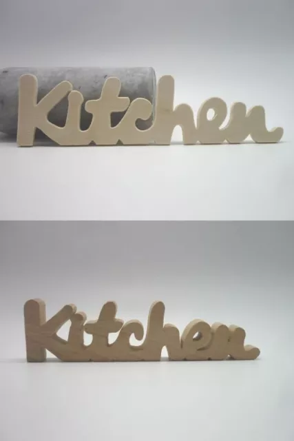 Schriftzug Kitchen Holzdeko Dekoration Küche Buche o. Sperrholz basteln Neu