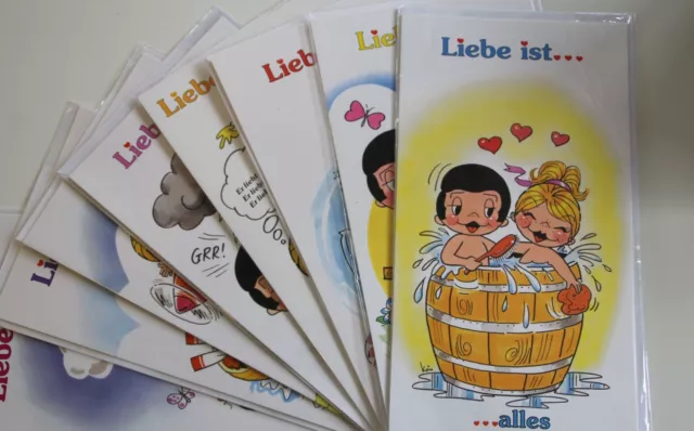 8x MOTIV SET RIESEN GLÜCKWUNSCHKARTEN "LIEBE IST" 36x20cm  RESTPOSTEN INFO LESEN