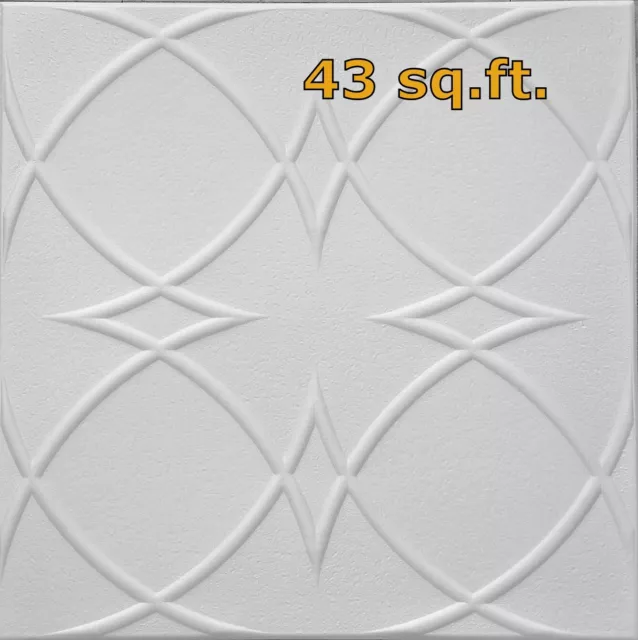 Styrofoam Glue Up Ceiling Tile - DIY popcorn cover. 16 tiles ~45 sq.ft. #RM-82