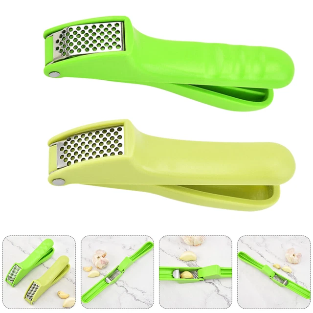 2 Pcs Garlic Presser Stainless Steel Garlic Masher Nugsmasher Manual