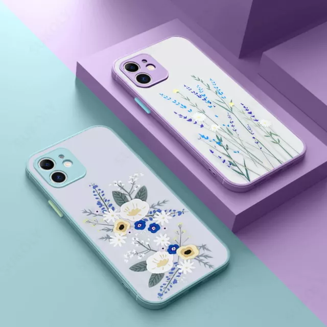 Flower Matte ShockProof Case For iPhone 14 13 15 Pro Max 12 11 XS XR 8 7 Cover