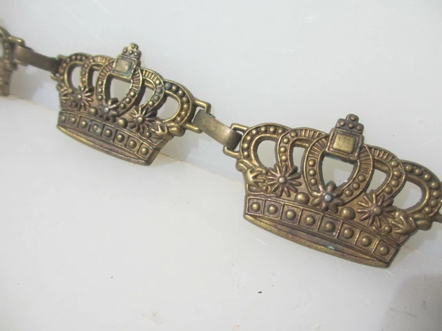 Victorian Brass Chain Light Old Antique Belt Curtain Tie Back Holder Crown 42"L 8