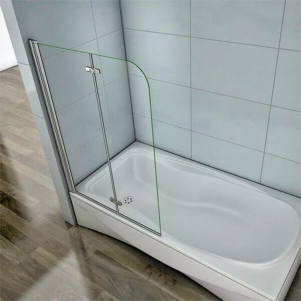 180° Pivot Hinge Chrome 2 Fold Bath Shower Screen 6mm Easyclean Glass Panel VS2E
