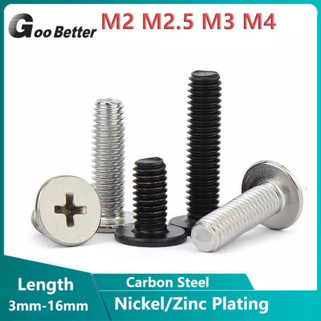 M2 M2.5 M3 M4 Phillips Flat Head Laptop Screws Carbon Steel Machine Screw Black