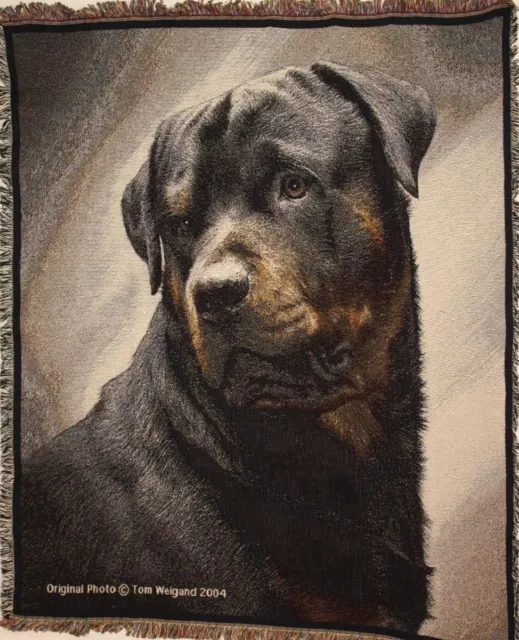 Brand New `ROTTWEILER Coverlet-Tom Weigand` DOG WOVEN Tapestry Throw Blanket