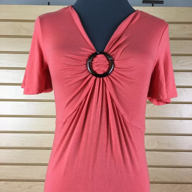 Liz Claiborne Fit Flare Dress XXS Pink Stretch Rayon Knit Unlined Knee Length 2