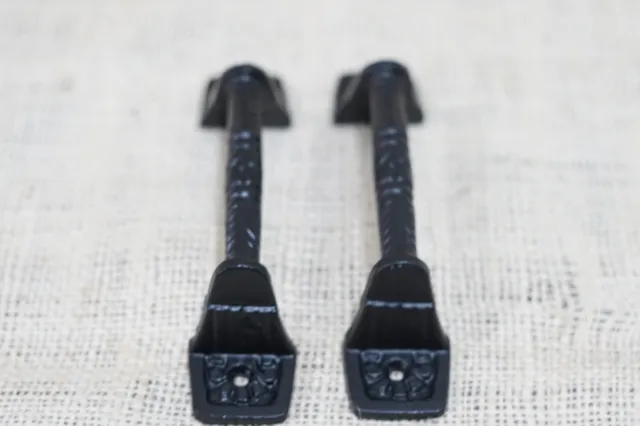 2 Cast Iron Black Barn Handle Gate Pull Shed Door Handles Fancy Drawer Pulls 3