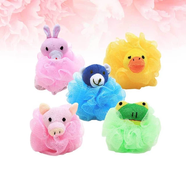 4Pcs Cartoon Tierförmige Badekugel Bunte Badeschwamm Kinder Duschkugel Badetasch