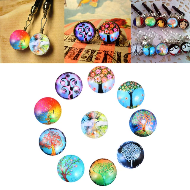 cabochons beads 10 stücke 12mm Farbe Lebensbaum Glas Cabochons Druckknopf Schmuc