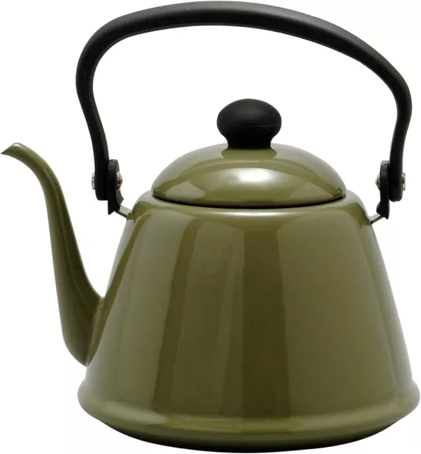 Noda Enamel Drip Kettle II DK-200OL Enamel 2L IH-compatible Olive Made in Japan