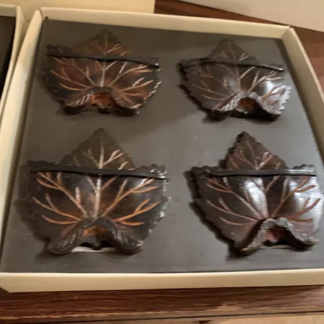 Pottery Barn Maple Leaf Place Card Holders 8 Total Cast Metal New In Open Boxes 3