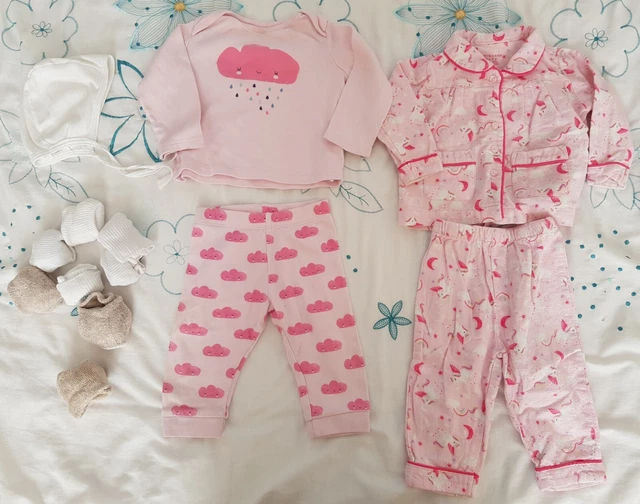 Baby Girls Bundle Clothes Age 6-9 Months Pyjamas & Hat