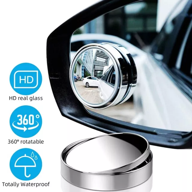 2x Car Blind Spot Mirrors Adjustable Round HD Glass Convex Side Rear View Mirror