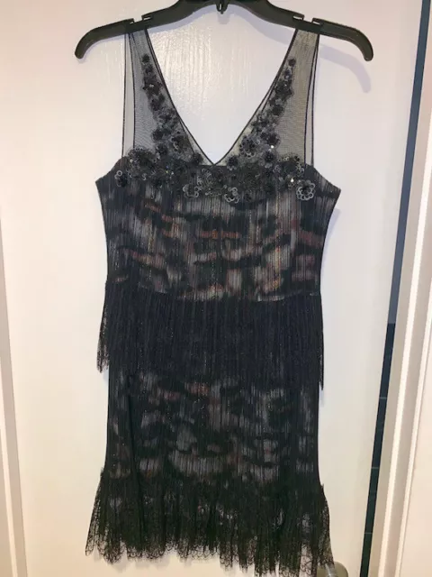 NEW BCBG GILLY Dress. Black, Size 4. Lace, Beading, Sequin, Tiered, GORGEOUS!