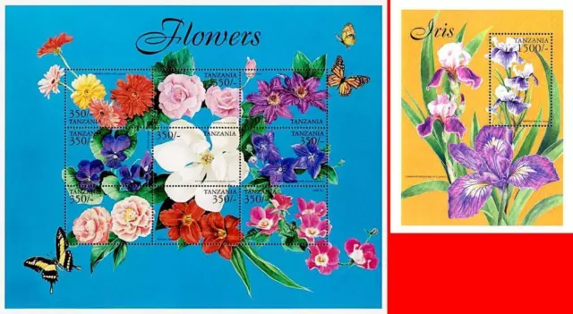 Tansania 2000 Blumen & Schmetterlinge S/S + M/S MNH Postfrisch