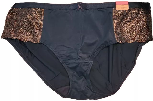 CACIQUE MAJOLICA BLUE Charmer Hipster Panty with Gold Lace Insert Size  22/24 $6.99 - PicClick