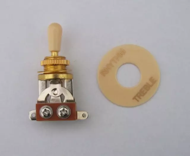 Gold 3 Way Guitar Toggle Switch Cream Tip and Plate Fits Les Paul SG Epiphone