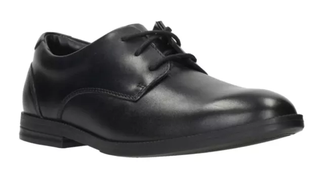 SIZE 9 CLARKS Black Leather Rufus Edge Older Boys School Shoes