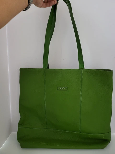 Tumi Green Large Pebbeled Leather Bag As Is See Pics