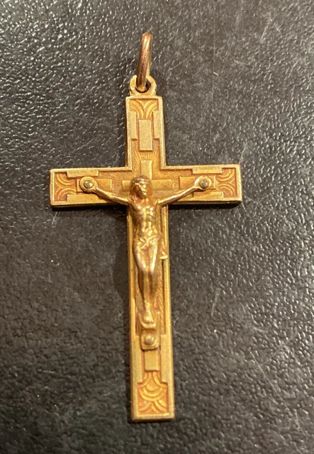 Croix Religieuse Christ - Plaqué Or Jaune Vintage