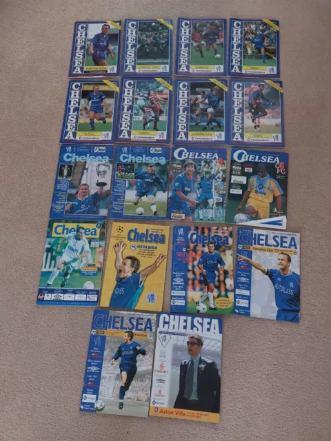 Bundle 17 Various Chelsea FC Matchday Programmes 1989 - 2002 Very Good Condition