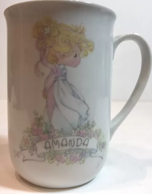 Precious Moments AMANDA Mug Enesco Personalized Name Porcelain Coffee Cup 1990