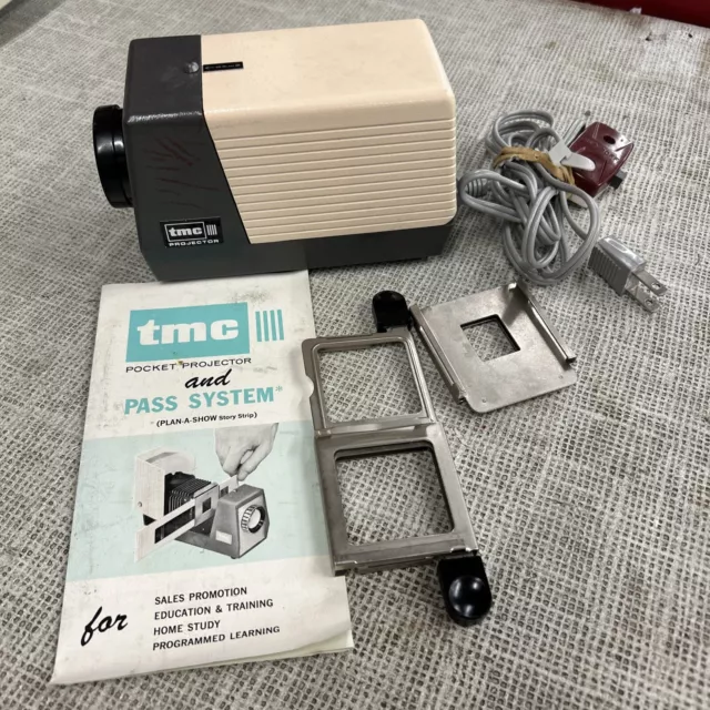 TMC 35mm Slide Pocket Projector + Vertical Filmstrip Adapter Works