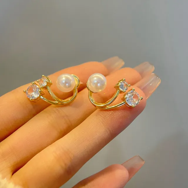 Zircon Pearl Earrings for Women Fashion Crystal Earrings Studs Wedding Party