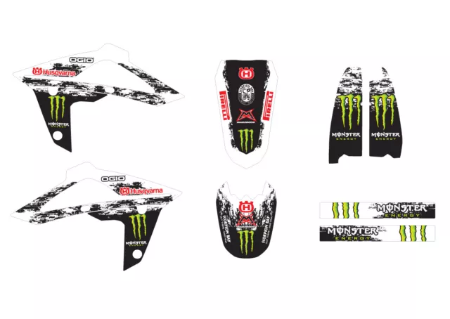 Husqvarna Grafiche Stickers Adesivi Monster White Te Tc  Crystal Vari Anni