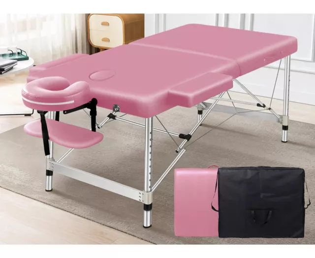 ALFORDSON Massage Table 2 Fold 55/75cm Foldable Portable Bed Aluminium Spa